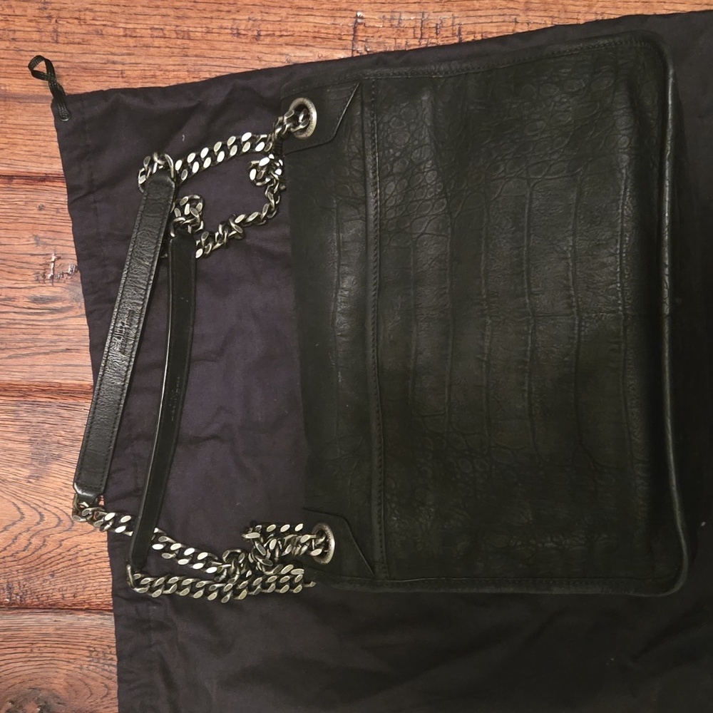 Saint Laurent Black Croc Embossed Nubuck Medium Niki Bag - Picture 4 of 11